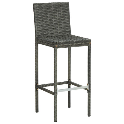 Garden Bar Stools with Cushions 4 pcs Gray Poly Rattan image 3