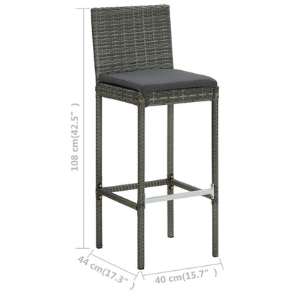 Garden Bar Stools with Cushions 4 pcs Gray Poly Rattan image 9