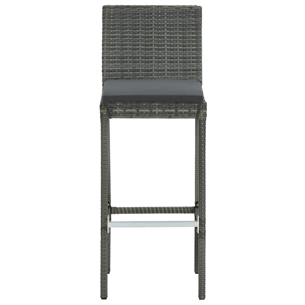 Garden Bar Stools with Cushions 4 pcs Gray Poly Rattan image 4