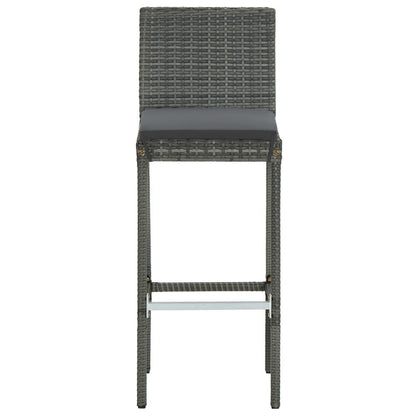 Garden Bar Stools with Cushions 4 pcs Gray Poly Rattan image 4