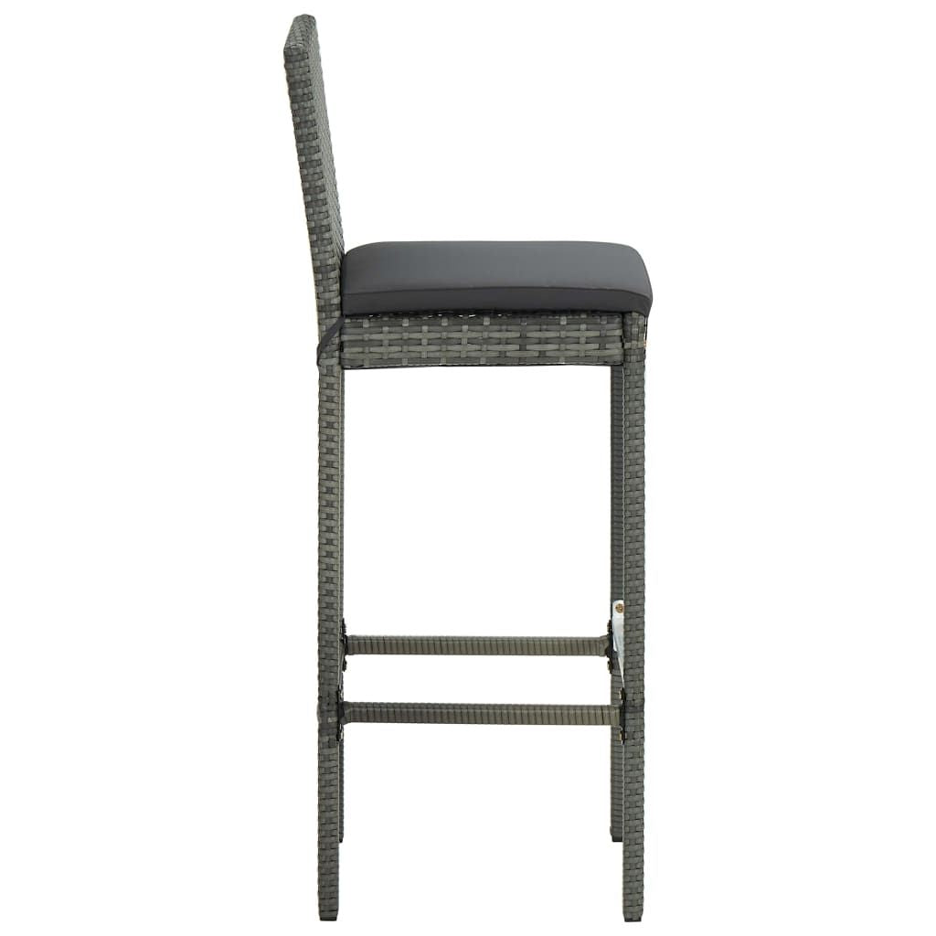 Garden Bar Stools with Cushions 4 pcs Gray Poly Rattan image 5