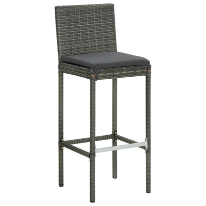 Garden Bar Stools with Cushions 4 pcs Gray Poly Rattan image 2