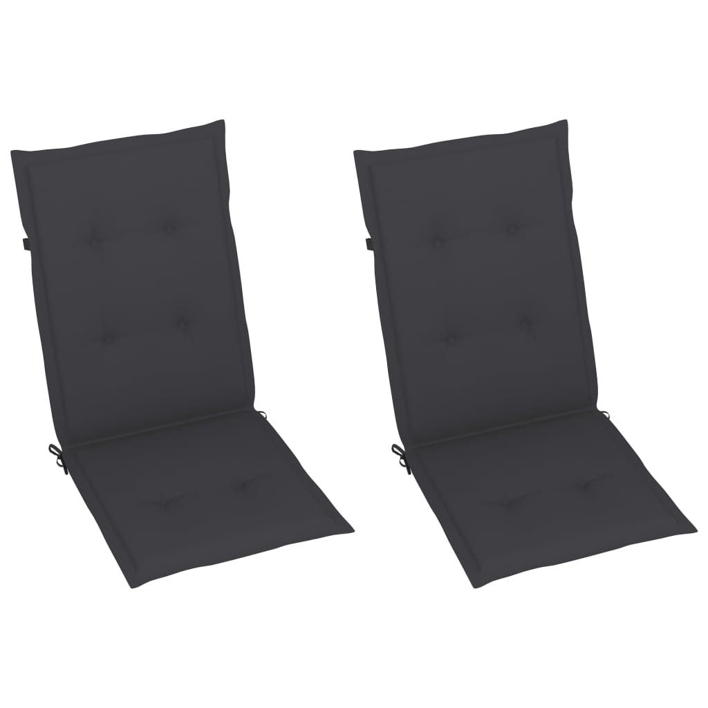 Garden Chair Set of 2 Gray Cushion, Natural Wood image 6