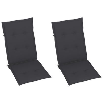 Garden Chair Set of 2 Gray Cushion, Natural Wood image 6