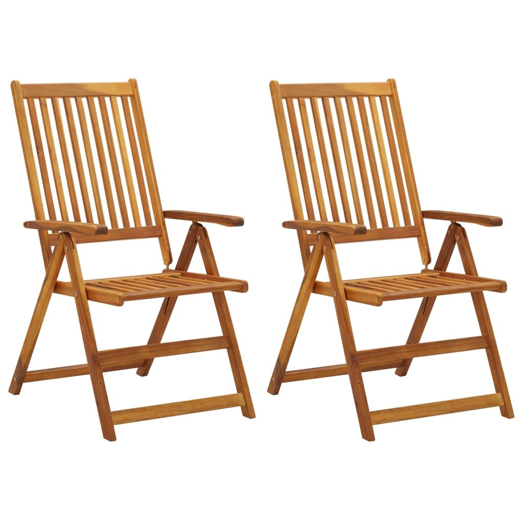 Garden Chair Set of 2 Gray Cushion, Natural Wood image 2