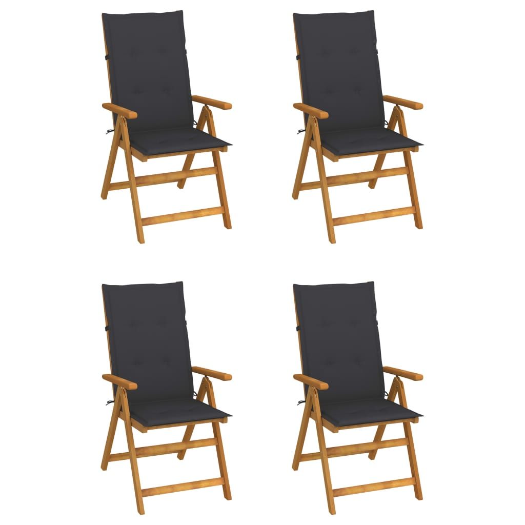 Garden Chair Set of 4 Anthracite Solid Acacia Wood Medium image 1