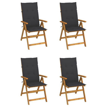 Garden Chair Set of 4 Anthracite Solid Acacia Wood Medium image 1