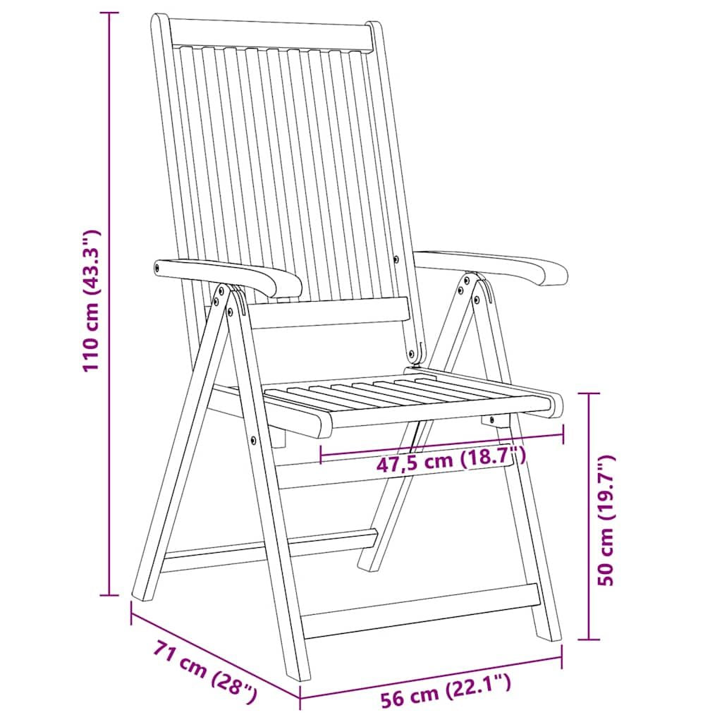 Garden Chair Set of 4 Natural Brown Solid acacia wood Medium image 10