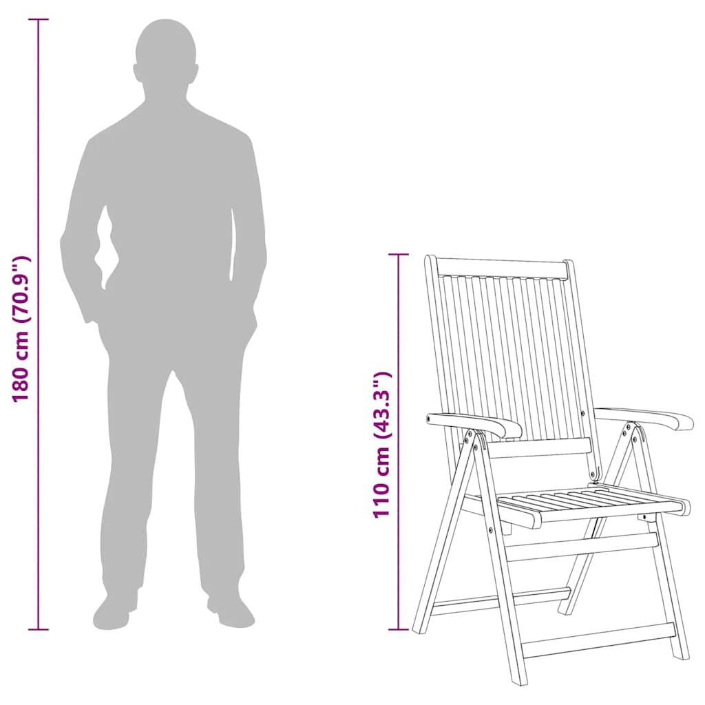 Garden Chair Set of 4 Natural Brown Solid acacia wood Medium image 11