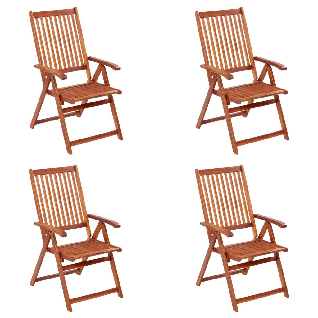 Garden Chair Set of 4 Natural Brown Solid acacia wood Medium image 1
