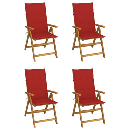 Garden Chair Set of 4 Natural Wood Solid Acacia Wood Medium image 1
