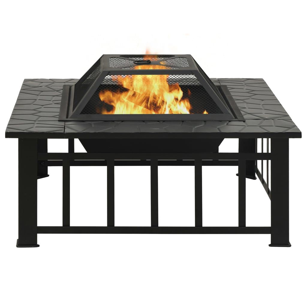 Garden Fire Pit with Poker 31.9"x31.9"x18.5" XXL Steel image 3