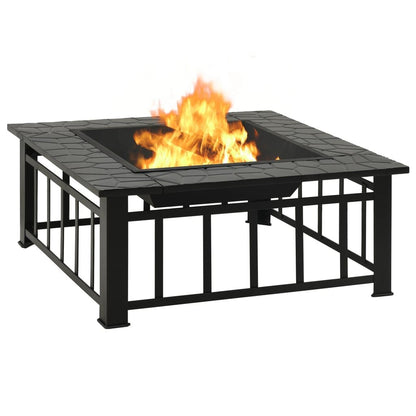 Garden Fire Pit with Poker 31.9"x31.9"x18.5" XXL Steel image 4