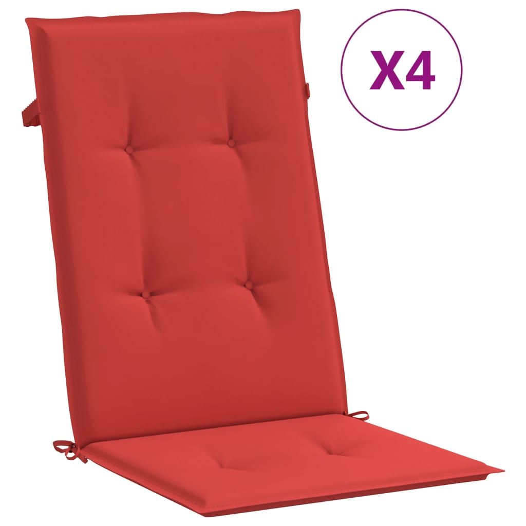 Garden Highback Chair Cushions 4 pcs Red 47.2"x19.7"x1.2" Fabric image 2