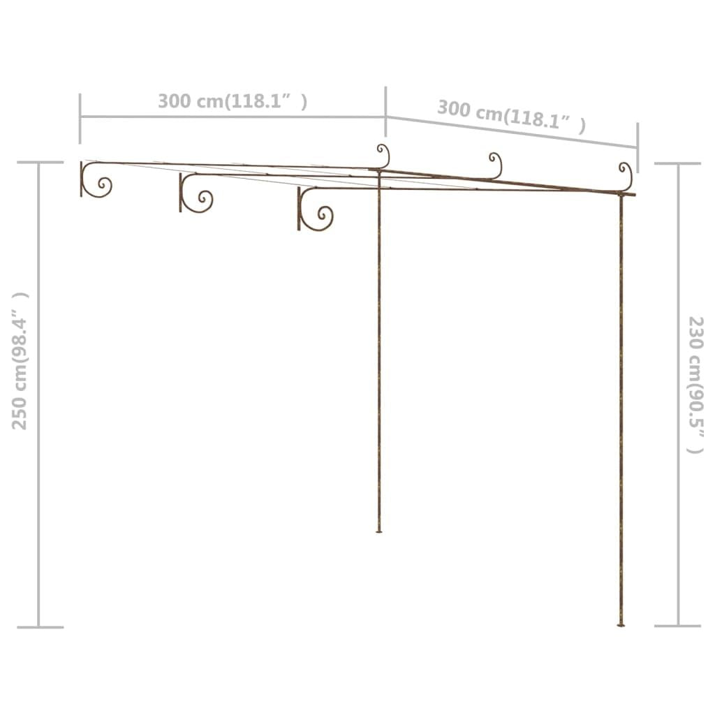 Garden Pergola Antique Brown 9.8'x9.8'x8.2'Iron image 7