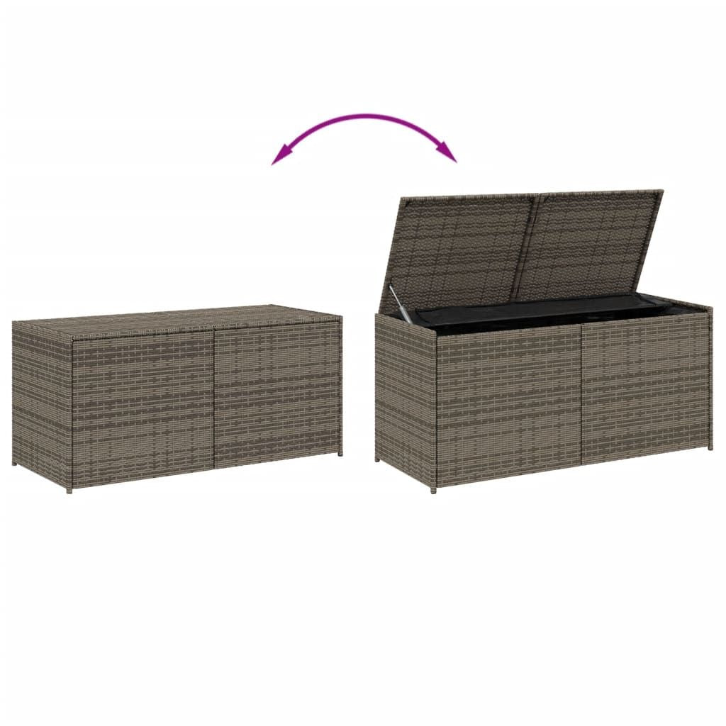Garden Storage Box Gray 74.8 Gal Poly Rattan image 7