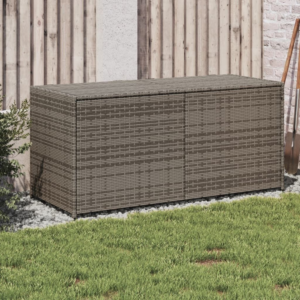 Garden Storage Box Gray 74.8 Gal Poly Rattan image 1