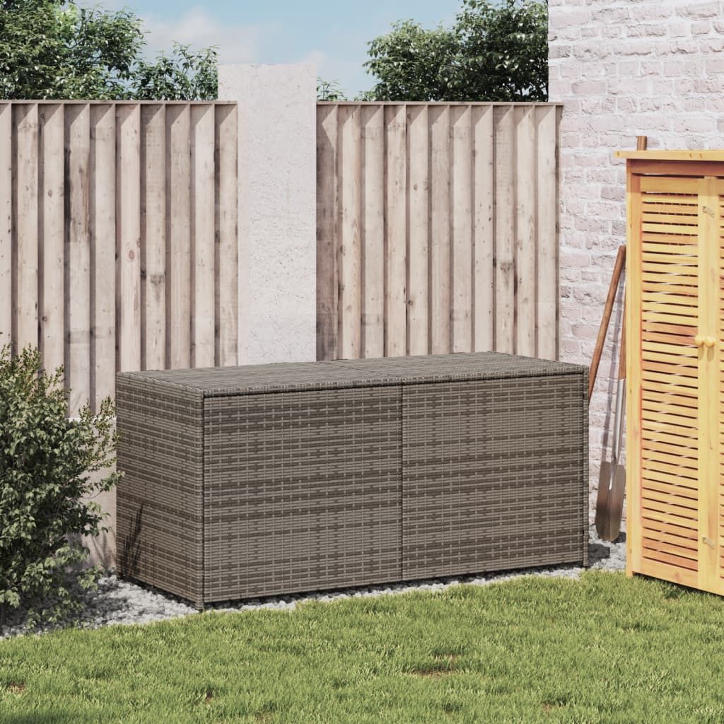 Garden Storage Box Gray 74.8 Gal Poly Rattan image 3