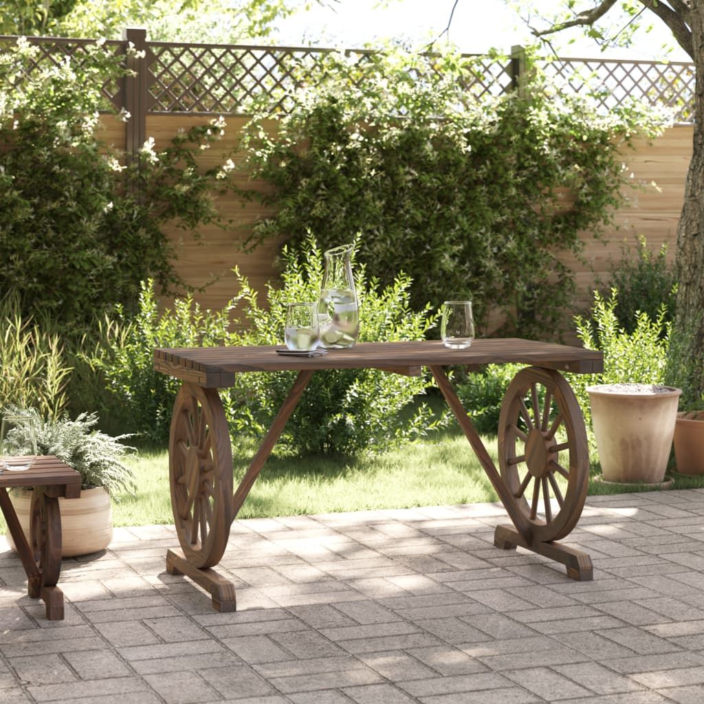 Garden Table Burnt wood Solid fir wood Medium Durable image 3