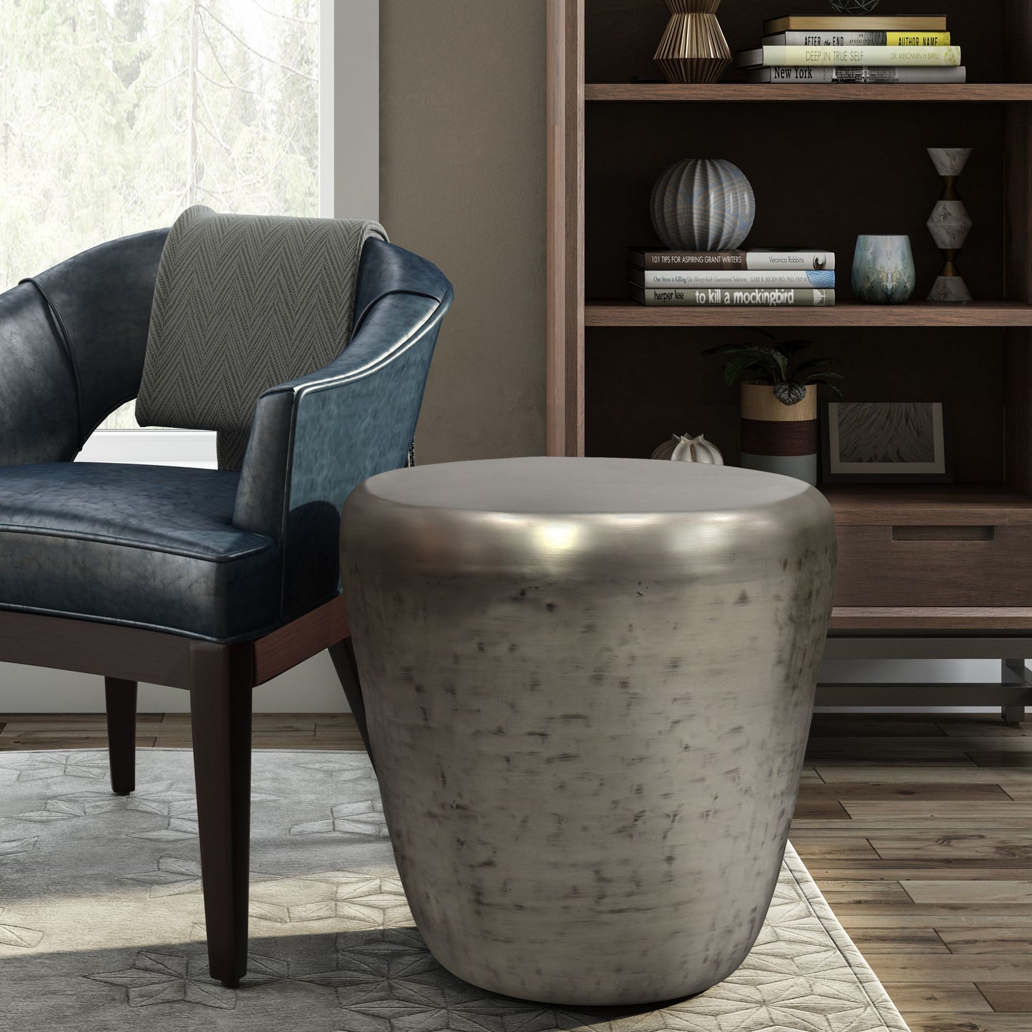 Garvy - Metal Side Table - Antique Silver image 6