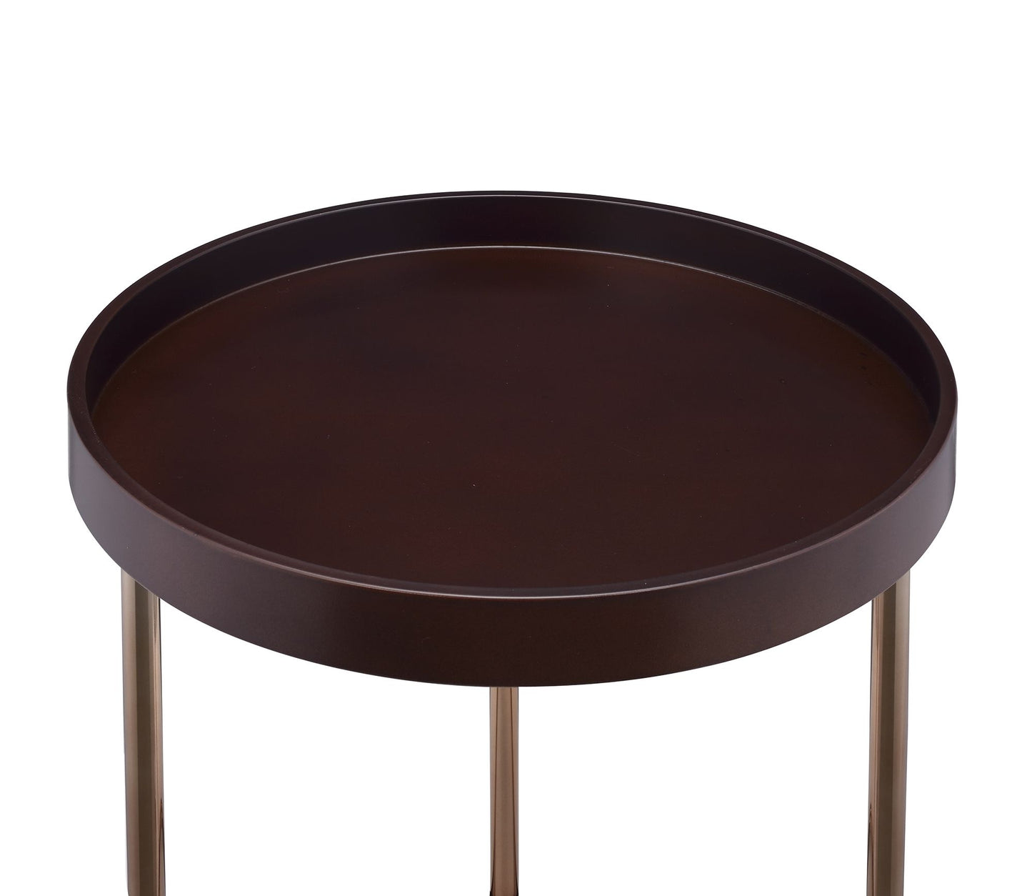 Genoa Round Tray Table with Metal Frame, Espresso image 3