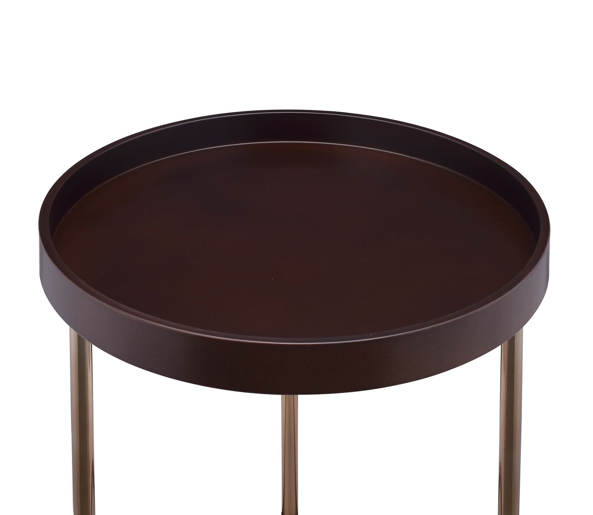 Genoa Round Tray Table with Metal Frame, Espresso image 3