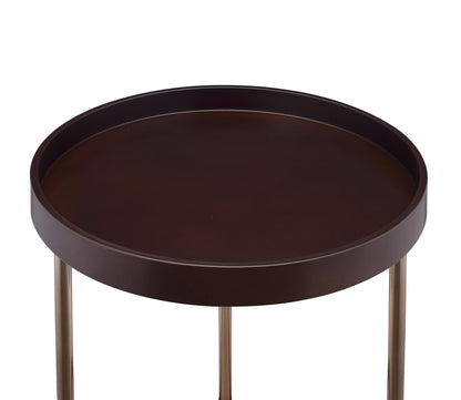 Genoa Round Tray Table with Metal Frame, Espresso image 3