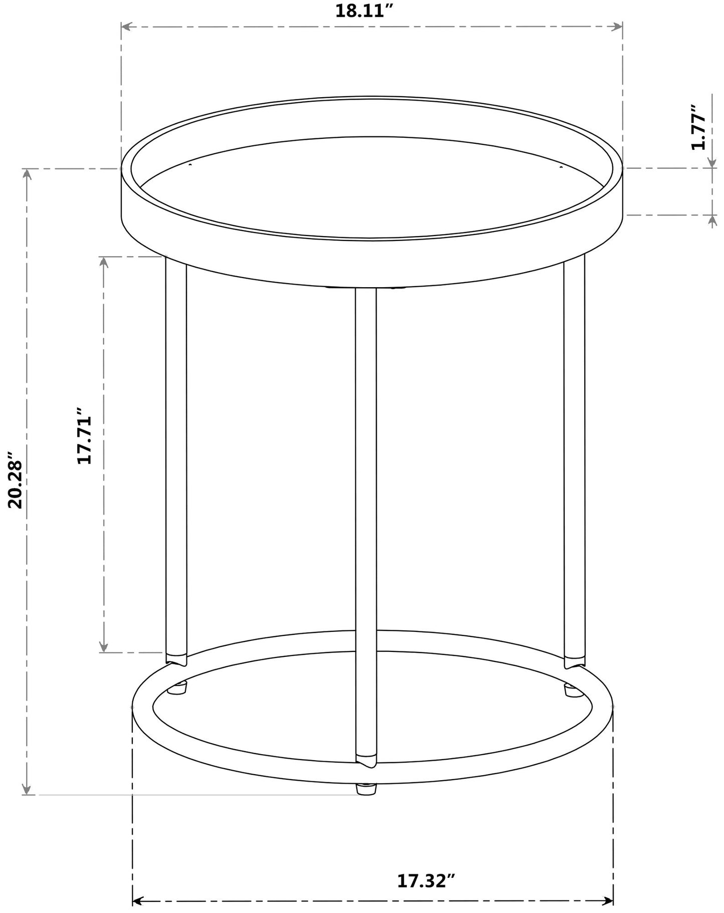 Genoa Round Tray Table with Metal Frame, Espresso image 4