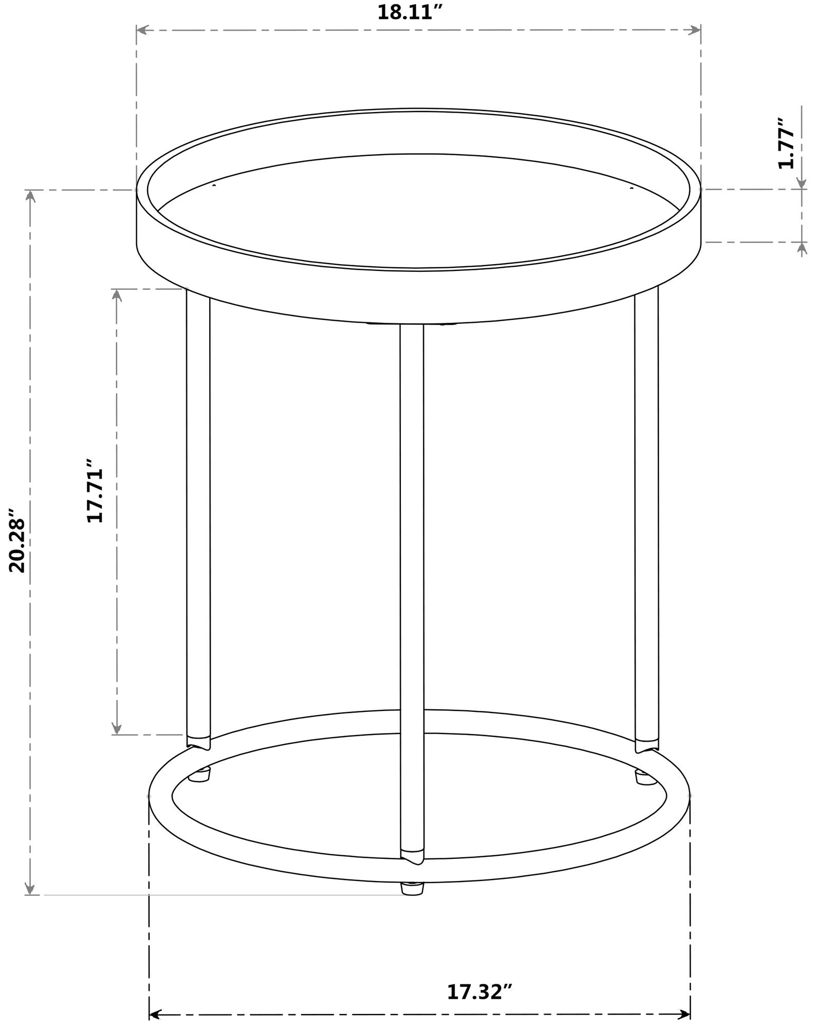 Genoa Round Tray Table with Metal Frame, Espresso image 4