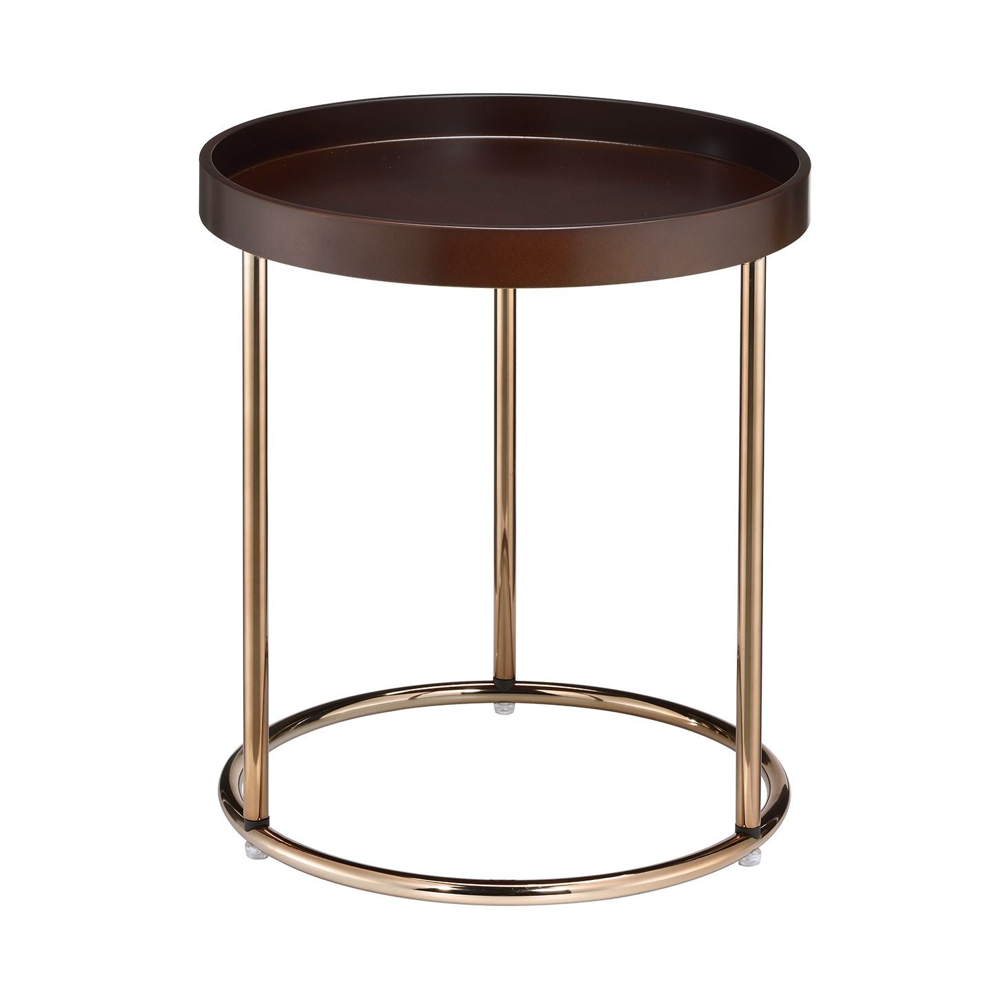 Genoa Round Tray Table with Metal Frame, Espresso image 2