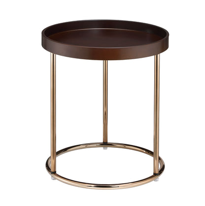 Genoa Round Tray Table with Metal Frame, Espresso image 2