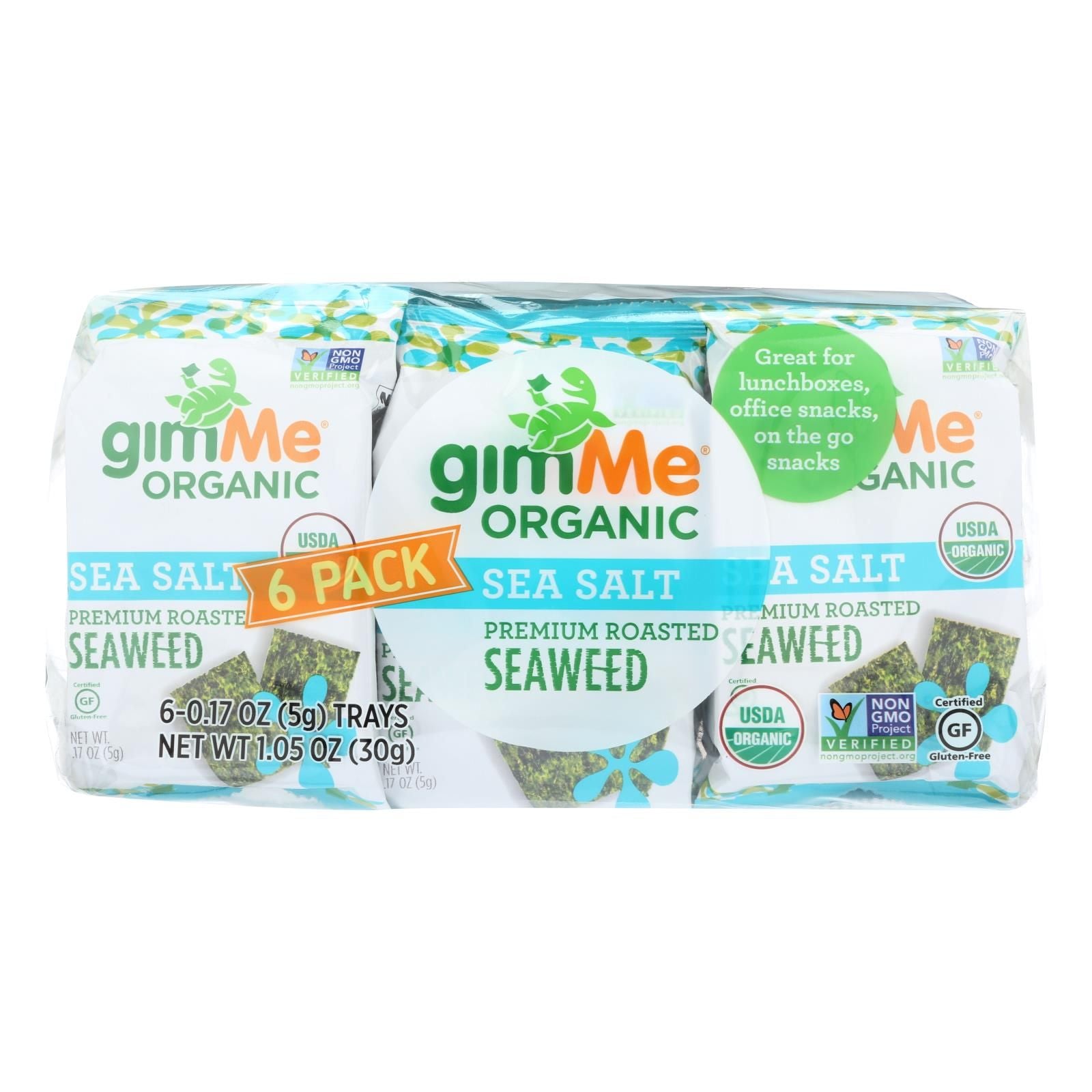 Gimme Seaweed Snacks Organic Roasted Seaweed Snack - Sea Salt - Case Of 8 - 6/.17 Oz image 1