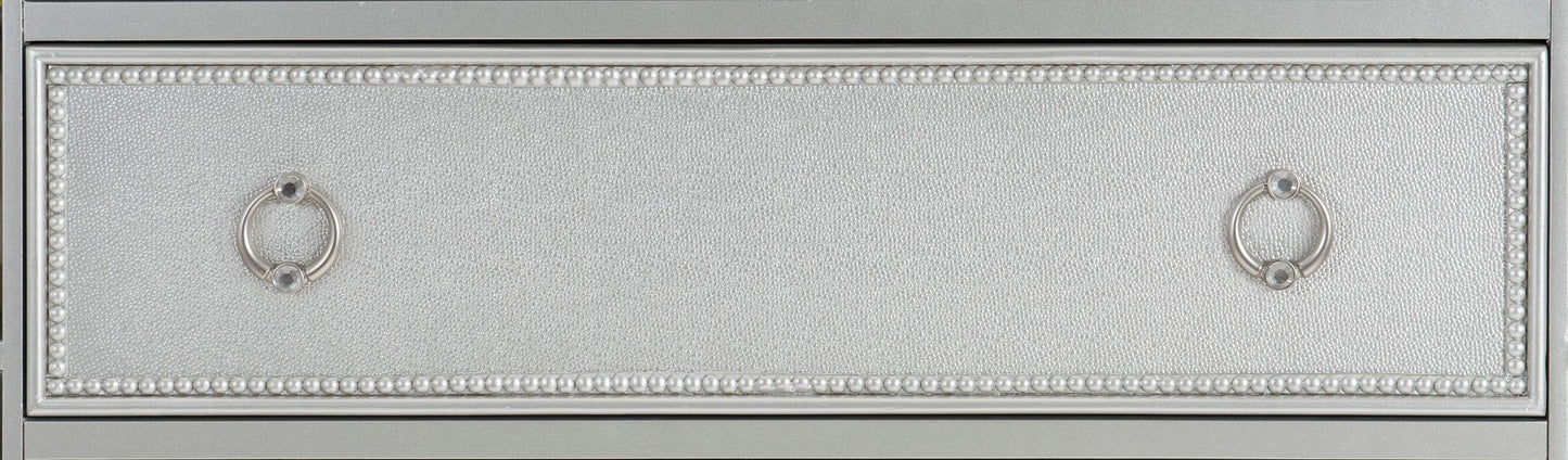 Glamorous Silver Finish Dresser 1pc 7 Drawers Beveled Mirror Trim Modern Bedroom Furniture image 4