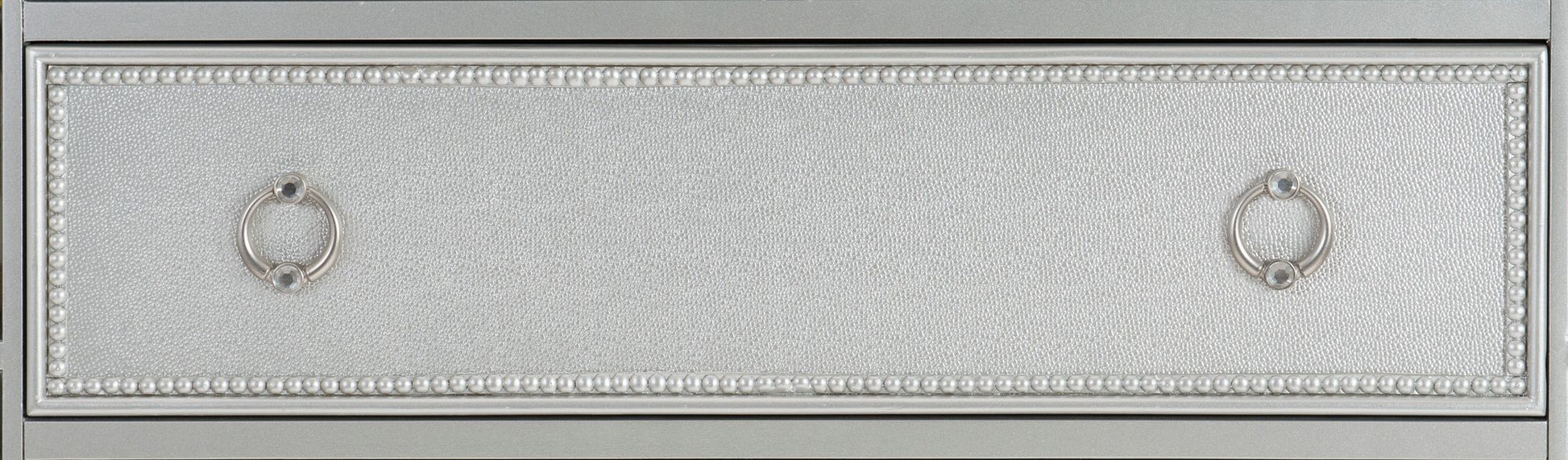 Glamorous Silver Finish Dresser 1pc 7 Drawers Beveled Mirror Trim Modern Bedroom Furniture image 4