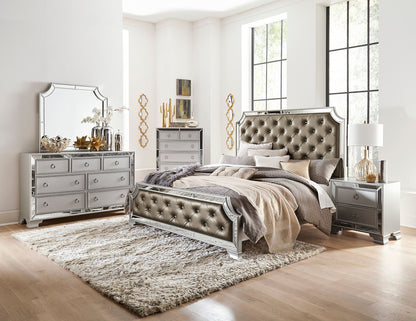 Glamorous Silver Finish Dresser 1pc 7 Drawers Beveled Mirror Trim Modern Bedroom Furniture image 6
