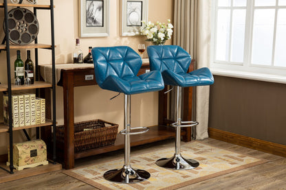 Glasgow Contemporary Tufted Adjustable Height Hidraulic Bar Stools, Set of 2, Blue image 3