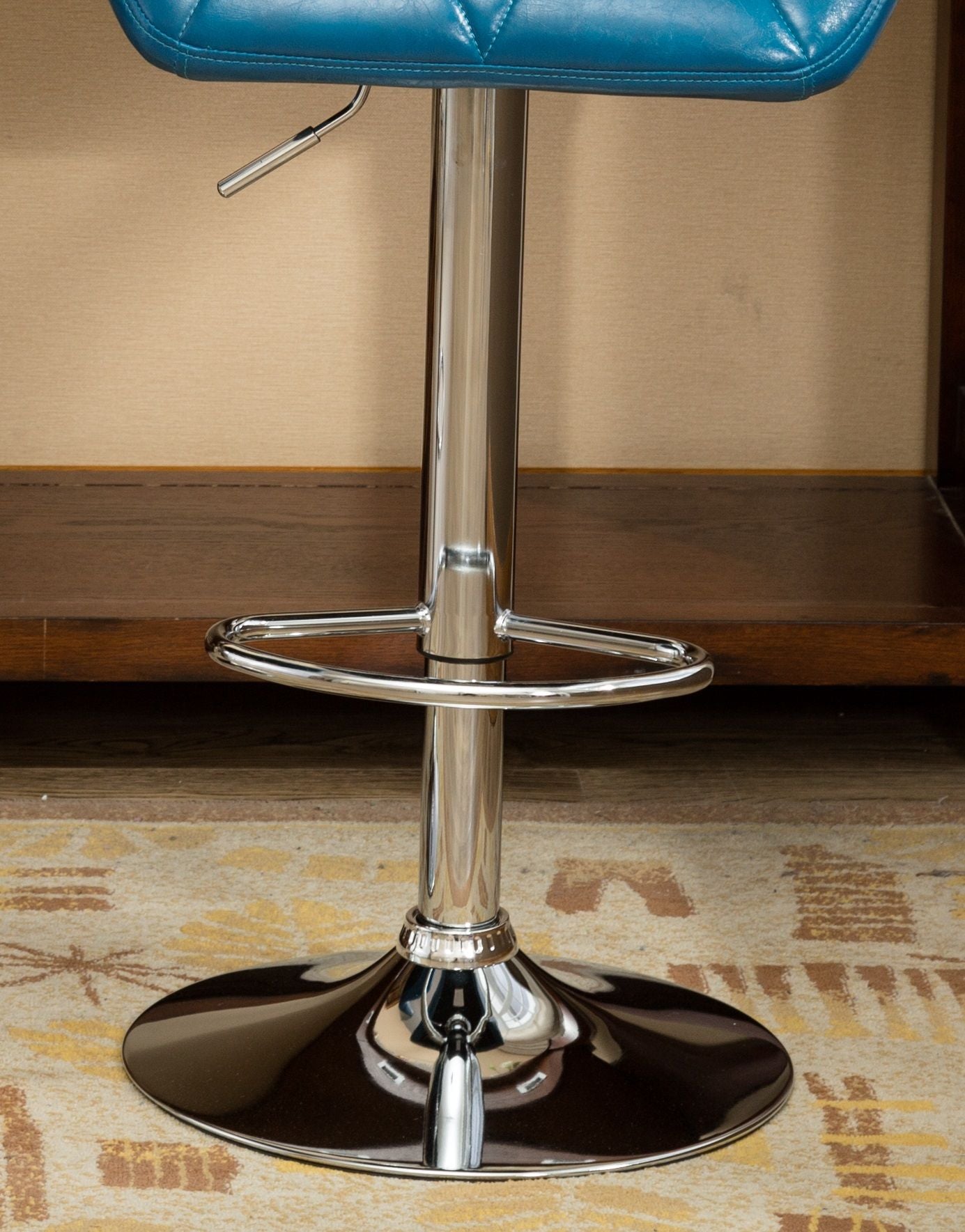 Glasgow Contemporary Tufted Adjustable Height Hidraulic Bar Stools, Set of 2, Blue image 9