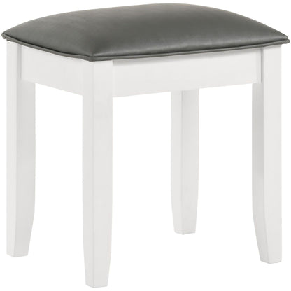 Glossy White Vanity Stool with Padded Seat image 2