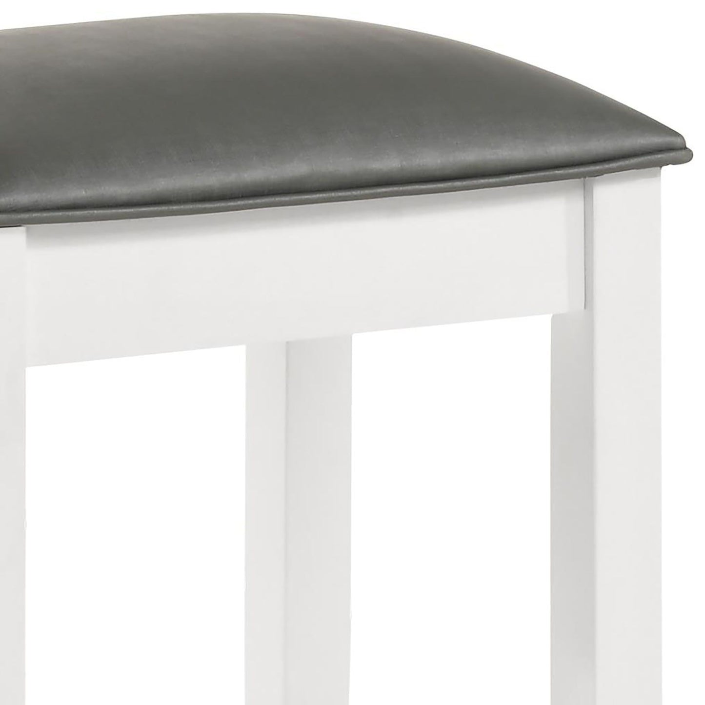 Glossy White Vanity Stool with Padded Seat image 4