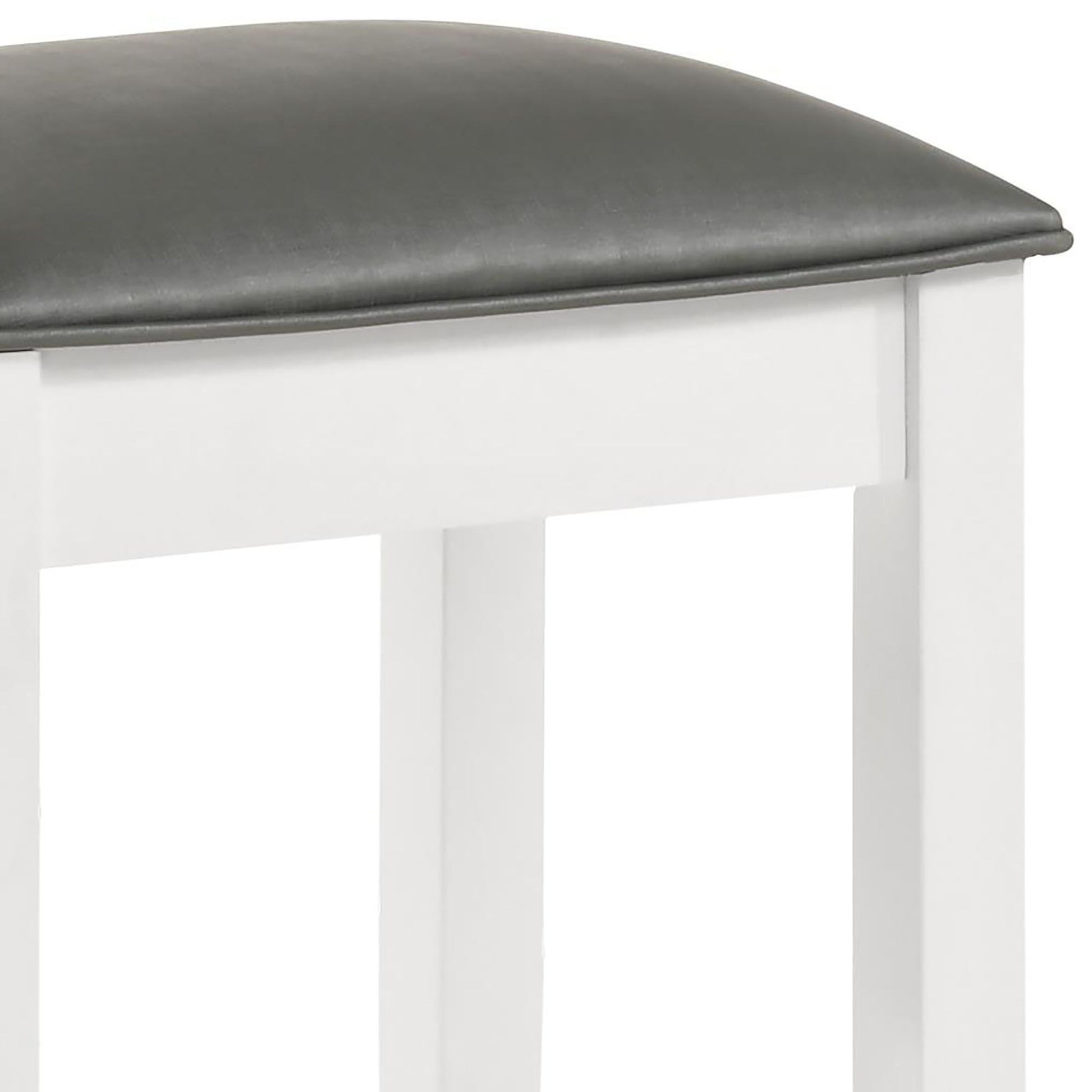 Glossy White Vanity Stool with Padded Seat image 4