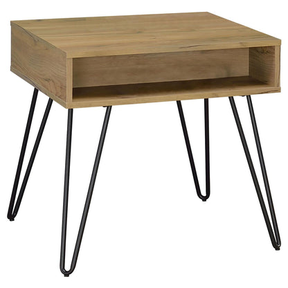 Golden Oak and Black Square End Table image 2