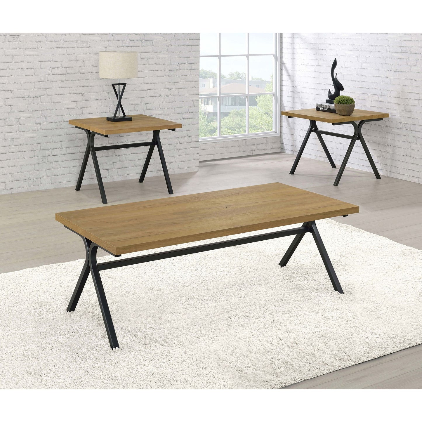 Golden Oak and Gunmetal 3-piece Occasional Set image 1