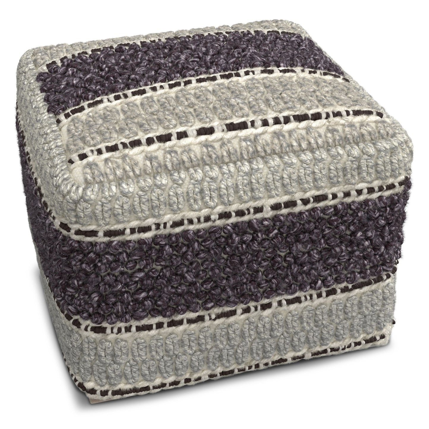 Grady - Square Pouf - Magenta / Natural image 2