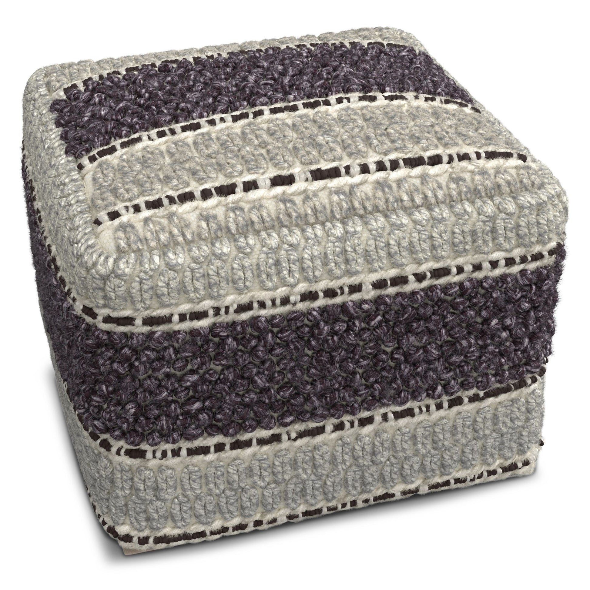 Grady - Square Pouf - Magenta / Natural image 2