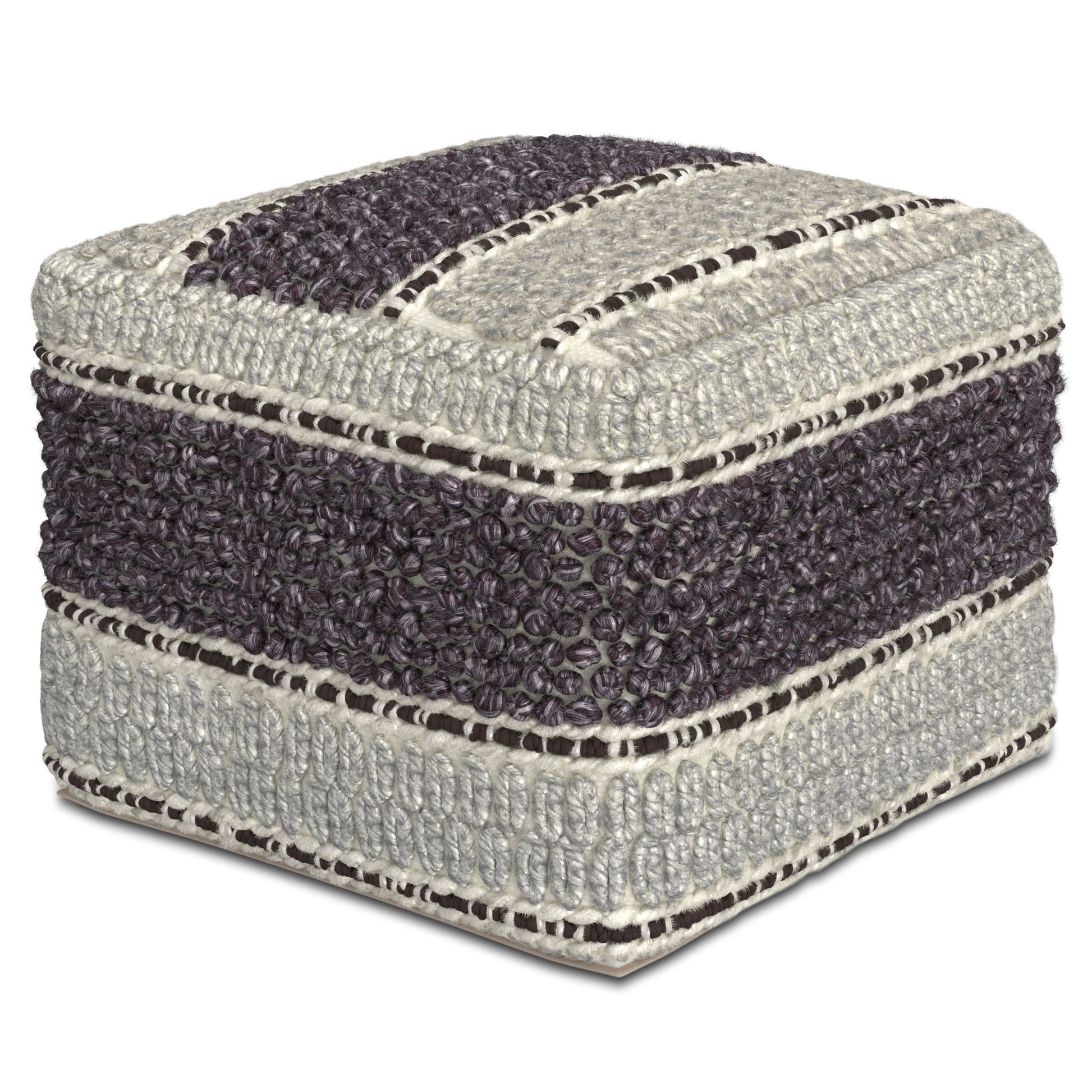 Grady - Square Pouf - Magenta / Natural image 1