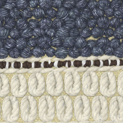 Grady 18 inch Wide Square Pouf in Blue and Natural Handloom Wool and Cotton image 6