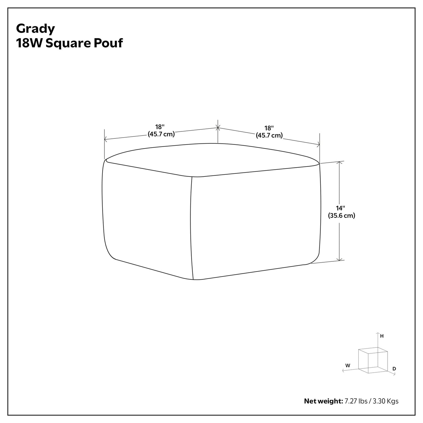 Grady 18 inch Wide Square Pouf in Blue and Natural Handloom Wool and Cotton image 7