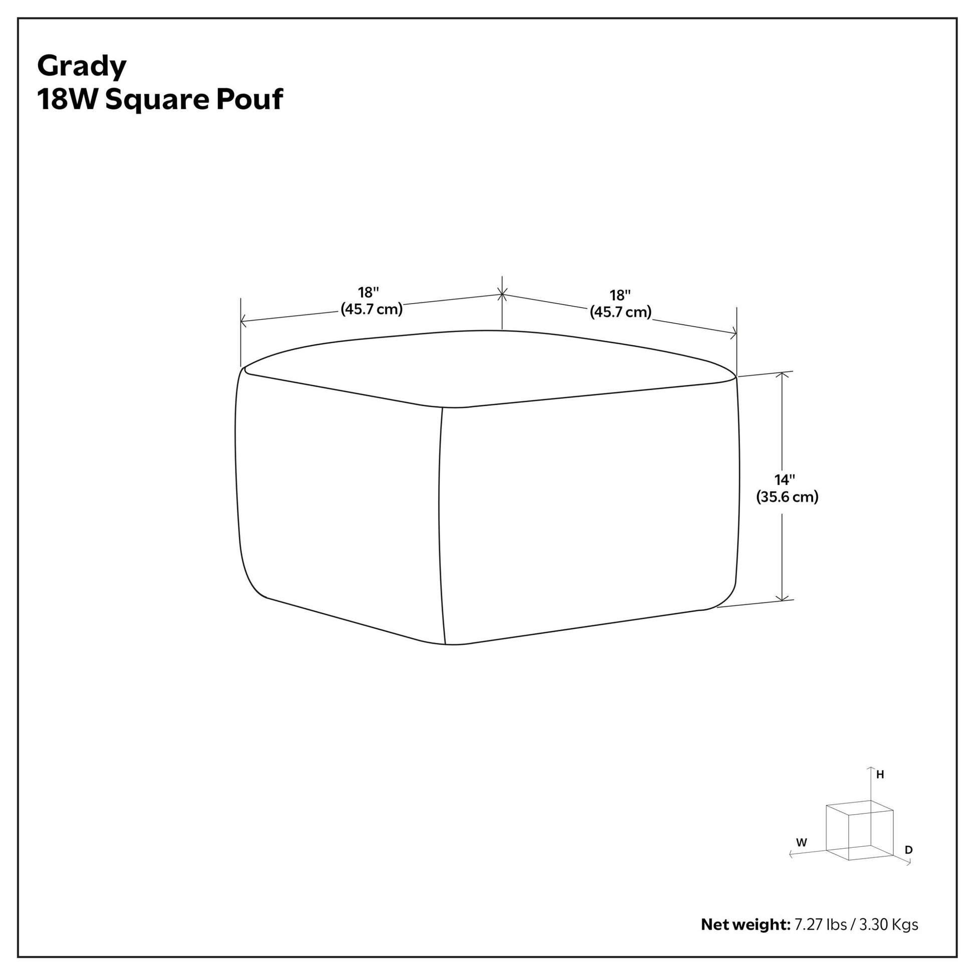 Grady 18 inch Wide Square Pouf in Blue and Natural Handloom Wool and Cotton image 7