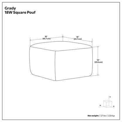 Grady 18 inch Wide Square Pouf in Blue and Natural Handloom Wool and Cotton image 7