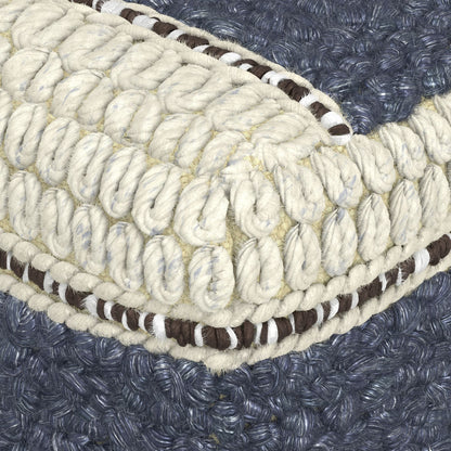 Grady 18 inch Wide Square Pouf in Blue and Natural Handloom Wool and Cotton image 9